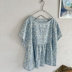 リバティ　タナローン　フレンチスリーブ　ギャザーブラウス　Tシャツ  ウィルトシャースターズ