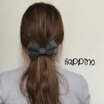 スモーキーカラー ダブルリボン　ヘアゴムorバレッタ グリーン系　