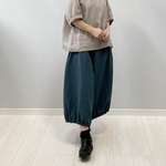 みのりパンツ。ふんわりボリュームのダブルガーゼパンツ。ブルーグレー【受注製作】