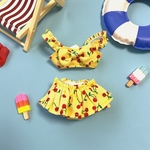 27cmドール水着👙さくらんぼ柄イエロービキニ🍒黄色　お人形　着せ替え人形　アウトフィット　リアクロ　リボン　フリル