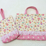 スイーツ☆クリームイエロー×ピンク☆レッスンバック シューズ袋 セット 入園入学