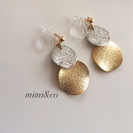 【送料無料】再販 silver×goldラウンドプレートイヤリング