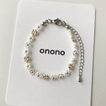 ビーズブレスレット　お花　シルバーカラー　ビーズアクセサリー　no.5
