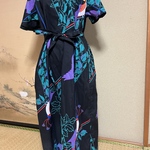 お客様の反物からフレア袖のワンピースのお仕立て