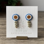 ヴィンテージのビーズ刺繍✤北欧風お花ピアス（ブルー）サージカルポスト