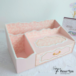 【受注作品】カルトナージュ 収納ボックス ピンク ローズ柄 レース付｜マスク収納 姫系インテリア