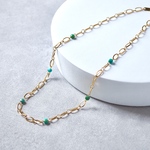 ターコイズ ステーションネックレス 金属アレルギー対応 サージカルステンレス N162 夏