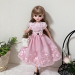 リカちゃん服　ピンクフラワーワンピース３点セット