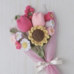 毛糸の花束 枯れない花 濃ピンク ピンク ブーケ