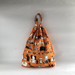 どうぶつたくさん オレンジ  体操着袋 お着替え袋 お名前タグ付き 持ち手付き 入園 入学