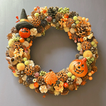 【特集掲載】再販　Halloweenリース　ハロウィン🎃季節のリース29㎝位  アーティフィシャルフラワー　ドライフラワー　贈り物　ドアリース　玄関　お誕生日　開店祝い