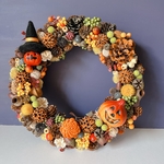 【特集掲載】再販　Halloweenリース　ハロウィン🎃季節のリース29㎝位  アーティフィシャルフラワー　ドライフラワー　贈り物　ドアリース　玄関　お誕生日　開店祝い