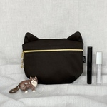 黒猫ファスナーポーチ🐈‍⬛肉球チャーム付き🐾