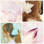 ビッグ♡チュールりぼん、ヘアクリップ、バナナクリップ