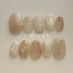 Ecru Glow✨   ネイルチップ  淡色  ベージュ  ホワイト  ゴールド  オーロラ  うるうる  うるちゅる  