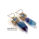 【御売約 7/26 えびちゅ様】850→650 フローライトGradation ROUGH+antique motif*天然石ピアス  ｽﾃﾝﾚｽ   *送料無料* イヤリング＆樹脂ピアス交換OK　