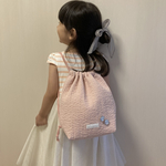 ビジューが選べる★まちたっぷりこども用おでかけ　ヌビ　ナップサック★【ベージュピンク】【ビジュータイプ】MINIO