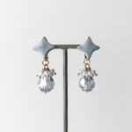 Polymer clay and Crystal glass Earrings -silver-