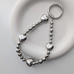 silver heart⌇ハンドストラップ スマホストラップ ビーズストラップ スマホアクセサリー キーホルダー シルバー ハート シンプル ハートビーズ 韓国 ゴールド ニュアンス モード 送料無料
