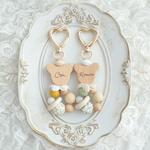 new color♡ネームキーホルダー♡Flower × Leef   くまさん　名入れグッズ　入学祝い　入園祝い　出産祝い　お名前キーホルダー　ネームタグ　お揃い