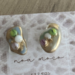 「シーグラス花あそび ― 金継ぎガラスピアス」