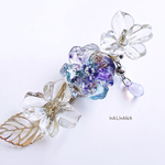 ヘアクリップ【 彩花 〜いろか〜 】 薔薇 バラ かすみ草 和風 着物 浴衣 和服 推し活 推し色 HALHANA ハルハナ バレッタ ヘアピン バンスクリップ
