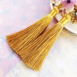 2本 全長約8～9㎝ ナイロン タッセル ロング ループ付き パーツ/カーキ(tassel-83) アジアン 和風 中華 チャイナ 素材 材料 ハンドメイドパーツ
