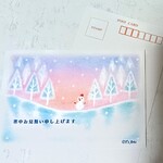 寒中お見舞い3枚セット　雪景色と雪だるまパステルアート ポストカード　クリスマス　年賀状