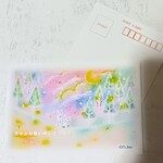 寒中お見舞い２枚セット　雪うさぎと雪景色パステルアート ポストカード