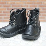 本革：ドールシューズ／ショートブーツ　ブラック／オビツ30ジャストフィット／ブロックパターン靴底