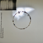lei “a” bracelet & anklet〈silver ⚪︎〉　シルバーメタル、天然石とヴィンテージビーズの月夜ブレスレット