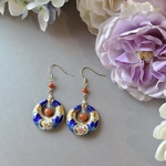 中華風　月花　青　ピアス（イヤリング）