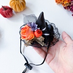 🎃ハロウィンとんがり帽子🎃　うちの子記念日　トリミング　犬　猫アクセサリー　秋　お花首輪飾り　　ヘッドドレス　ぬい　おばけ