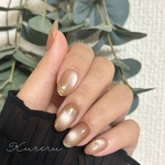 - ̗̀ 保証付  ̖́- 【no.29】 シンプル マグネット ミラー ネイルチップ オレンジ 結婚式 ブライダル 卒園式 入学式 うるつや ラメ ママネイル オレンジブラウン 秋ネイル ビー玉