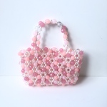 お花のビーズバッグ <coral flowers>：milky pink mix