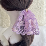 ポニーヴェール　【モーブ】ヴェールのようなヘアアクセサリー　ポニーフック ponyveil ポニーベール　リボン　大人可愛い　レース　紫　パープル