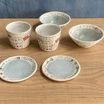 【R様オーダー品】白い壁 小鉢2 8寸皿1  4寸皿2 銀河交通884 フリーカップ小2 コーヒーカップ1