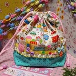 送料無料☆レトロ☆ポップなお弁当袋☆ミントグリーン
