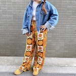 古着　ヴィンテージ　vintage パンツ　リメイク　リメイクパンツ　花柄　レトロ　カラフル　派手　個性派　优质的