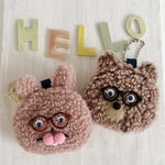 メガネがかわいい　うさぎさん＊くまちゃんぬいキーホルダー