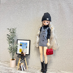  ⭐︎限定SALE⭐︎  ブラック×ネイビーステッチ　デニム　ミニ丈　サロペット　のみ　ワンピース　ジャンパースカート　ピュアニーモ　リカちゃん　　ワンピース　ドール　