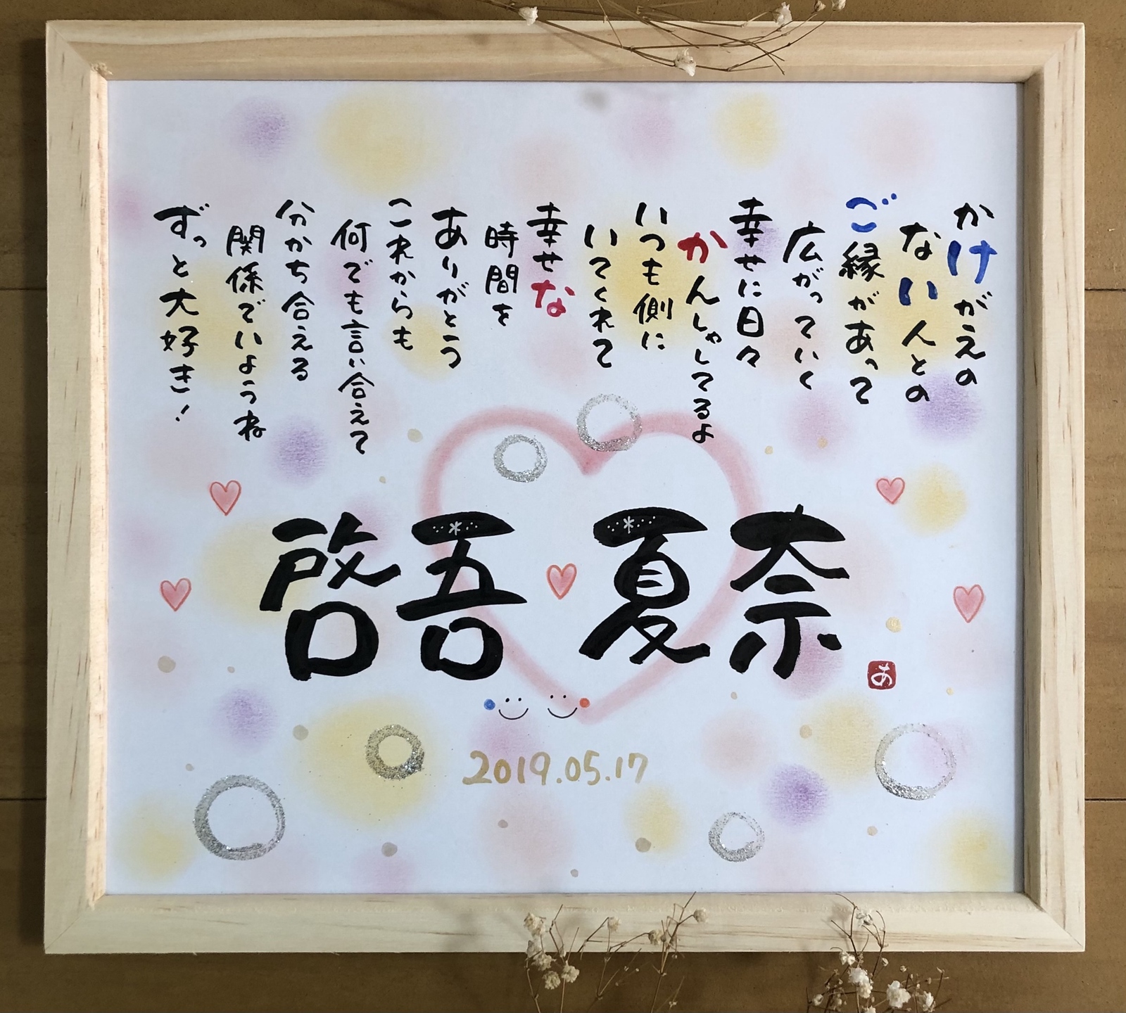 家族ポエム オーダーメイド ハンドメイド　ネームインポエム　インテリア オーダーメイド ポエムなおうち 家族 6名様まで 名前入り 家族