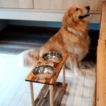 〔送料無料〕　大型犬用　餌台　食器スタンド 刻印可能　ダブルサイズ