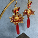 月下美人 【蝶】 GOLD RED♥️揺れる ピアス イヤリング