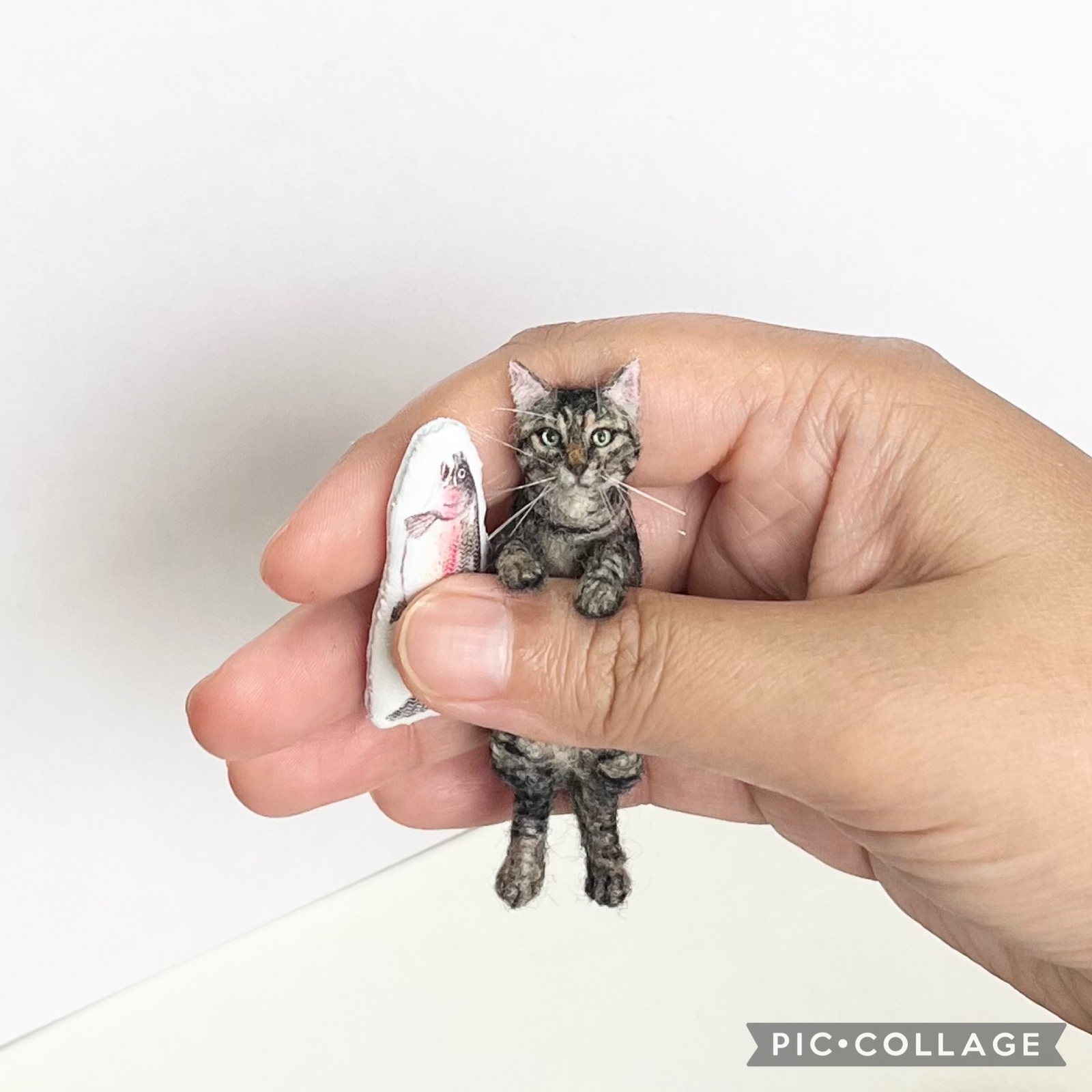 羊毛フェルト 猫 ハンドメイド maruta9999 羊毛フェルト猫 うちの猫 （ぶちお） ハンドメイド キジトラ