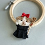 うさぎ16秋のおともだちブローチ 刺繍ブローチ ビーズ　