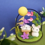 うさぎのお月見＊ちりめんつまみ細工＊置き飾り