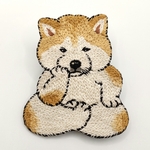 刺繍ブローチ  考える犬、しば。