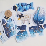 【8/23(土)21時販売】夜空の刺繍ダイカットメモ