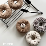 [ 受注生産 ] 🍩あみぐるみドーナツ 《 🇯🇵日本製コットン100%の毛糸と綿で赤ちゃんにも安心 》┊かぎ針編み 出産祝い バースデーフォト くま 100日フォト 1000日フォト ドーナツフォト